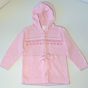 Girls' Soft Pink Knit Hooded Cardigan Size 3T